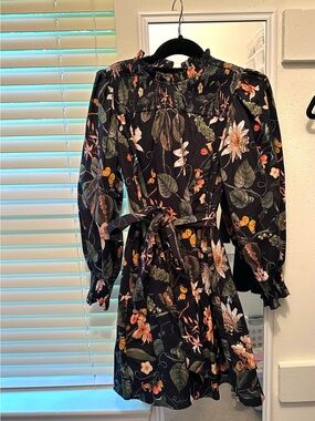 Olivia James The Label long sleeve black floral dress